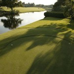 Beautiful aerial shot of the tee box on Hole 13 at The Club at Emerald Hills